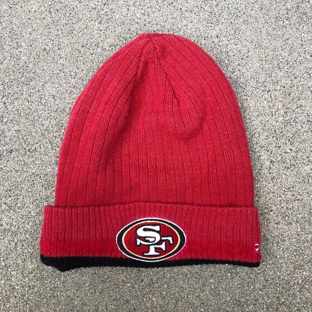 VTG REEBOK San Francisco 49ers Beanie Men's On Field Red Cuffed Hat Cap NFL​